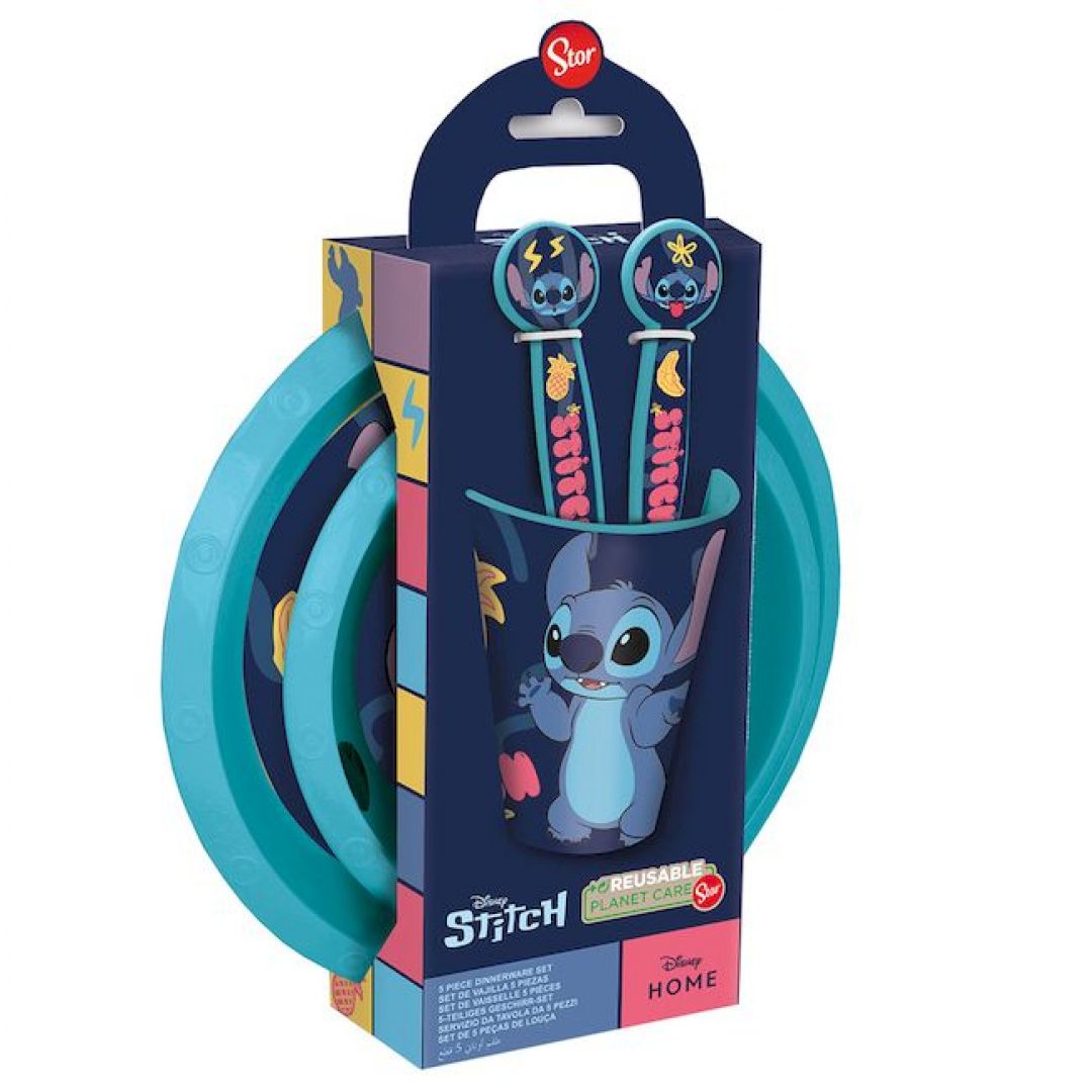set-platos-y-vaso-stitch-5-piezas-6062